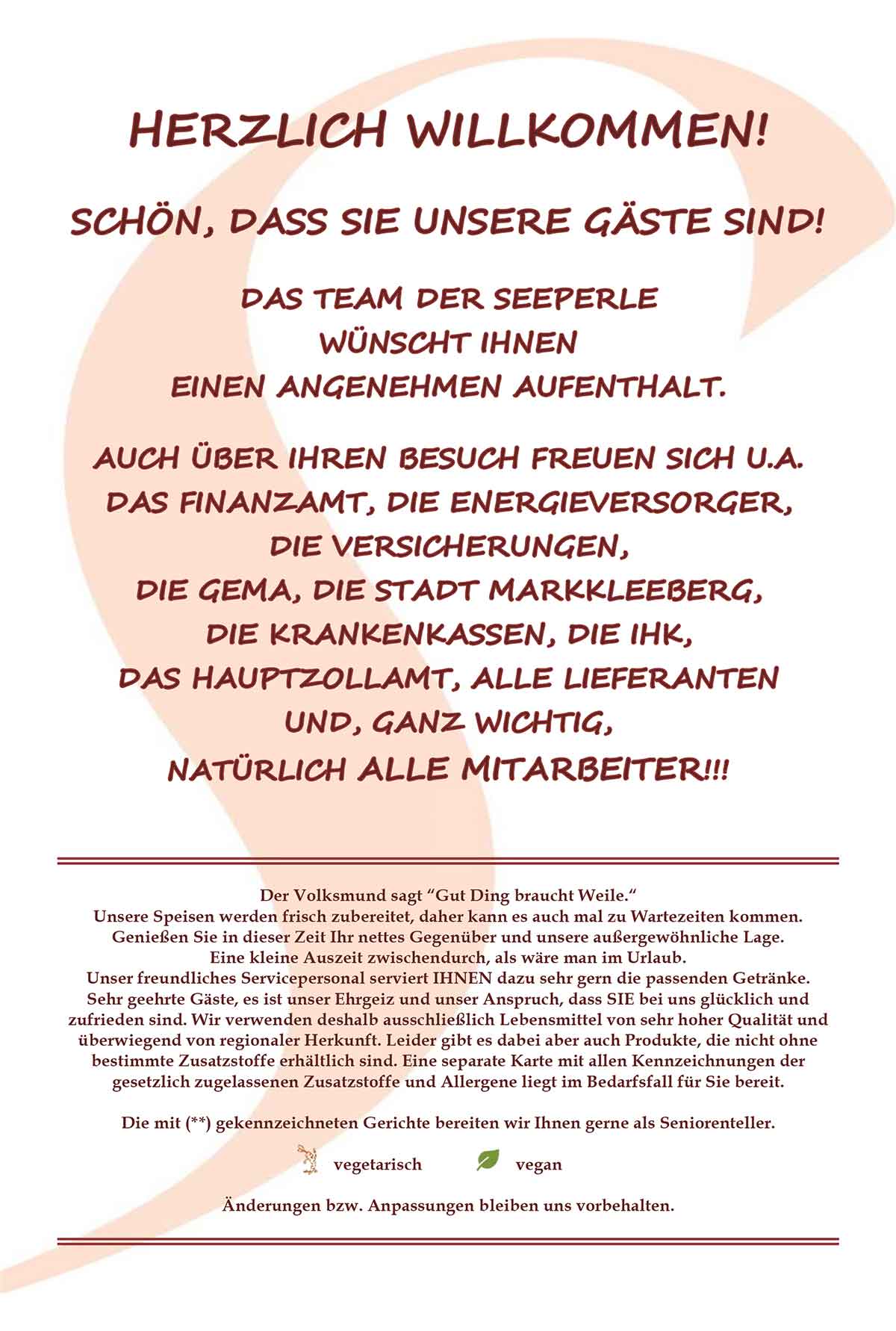 Speisekarte Seite 1